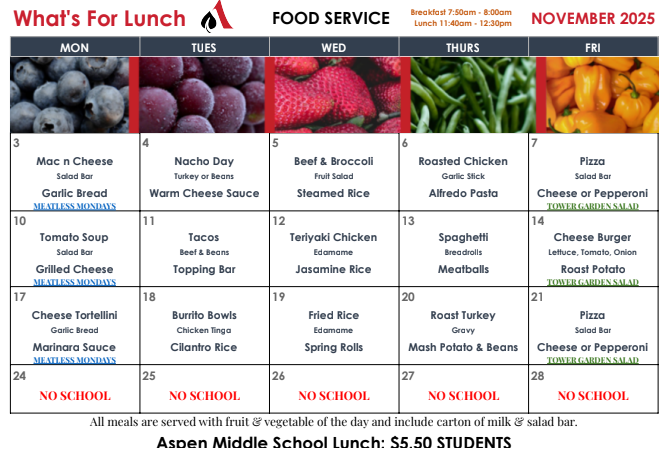 AMS Lunch Menu